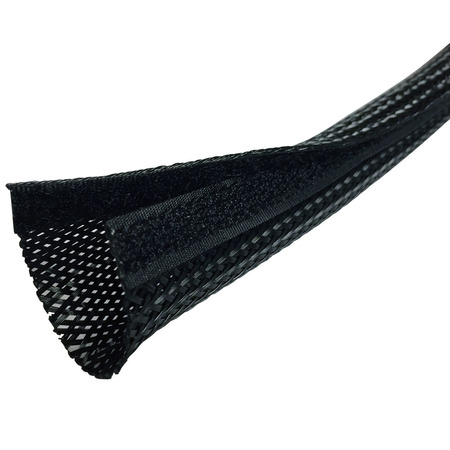 ELECTRIDUCT Side Entry Cable Wrap w/ Hook and Loop- 1.25" x 100ft- Black BSRW-J-125-100-BK